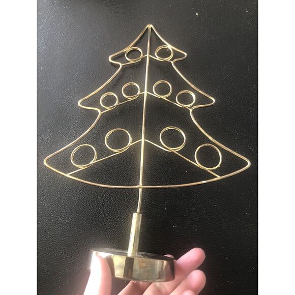 Vintage Self Standing Christmas Tree Photo Card Holder Advent Metal - Picture 2 of 5